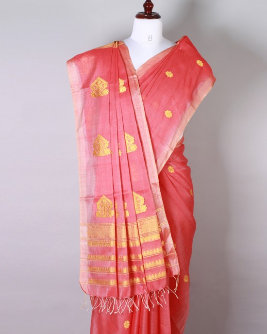 Red and Golden Silk Saree
