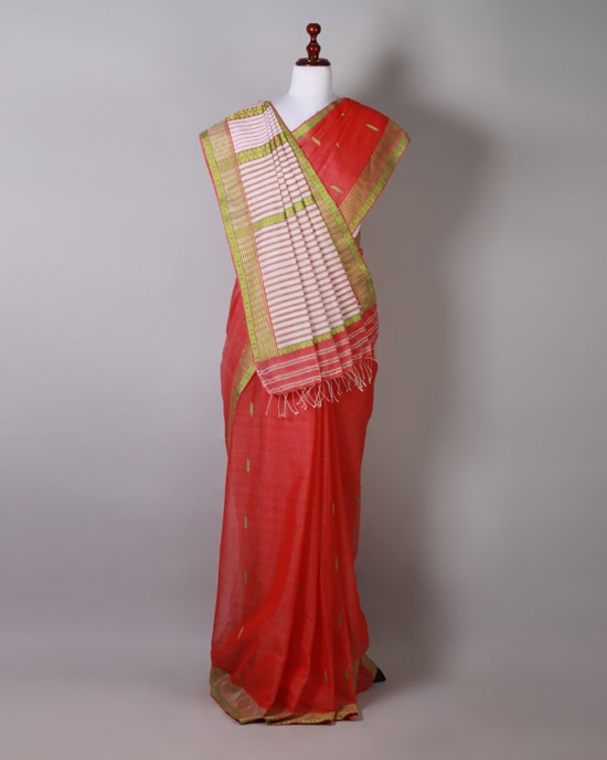 Red and Green Silk Saree