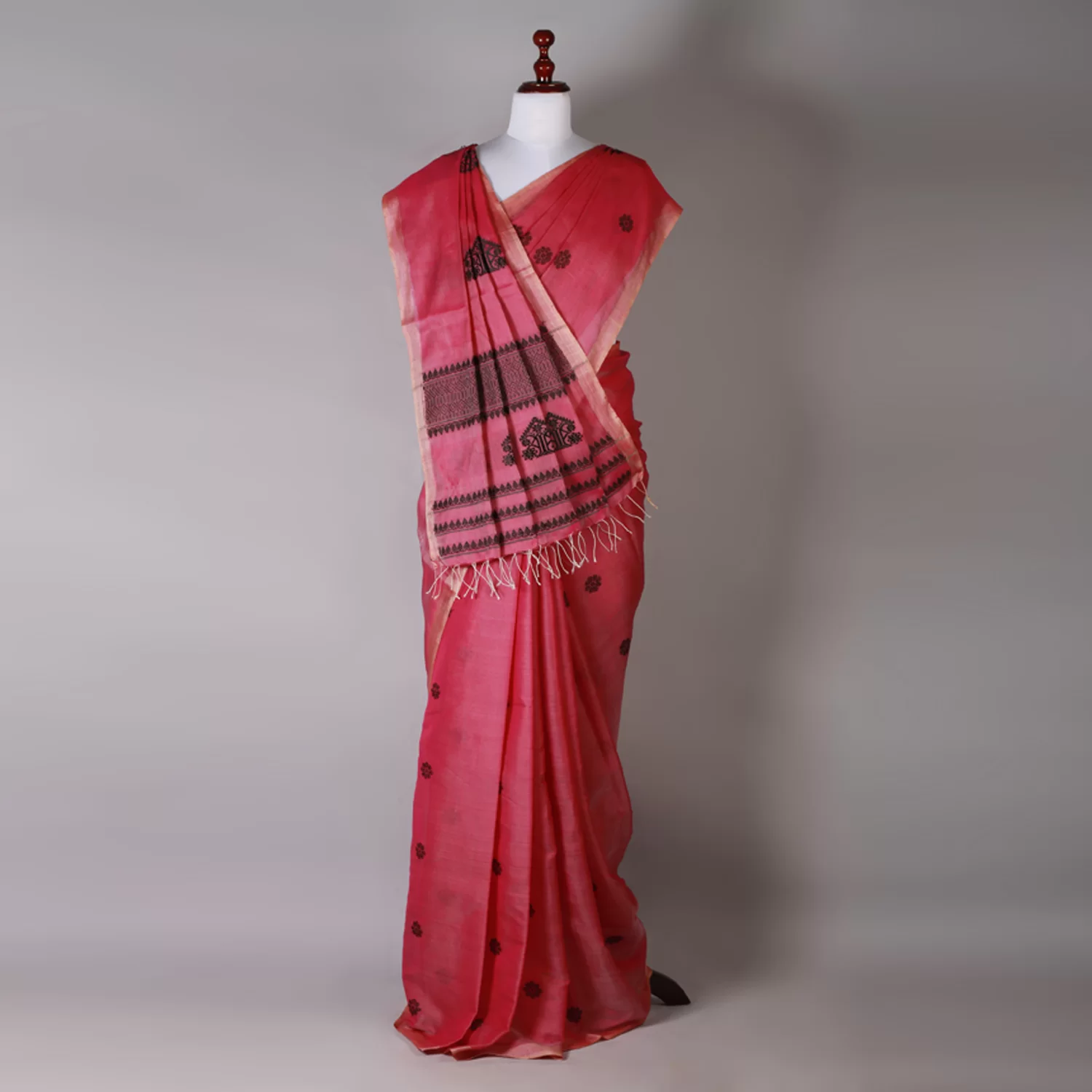 Naga Black-Red Cotton Silk Saree – The Silk Chamber