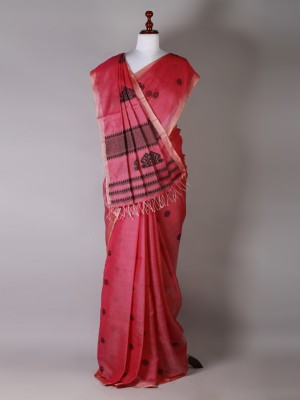 Red and Black Silk Saree