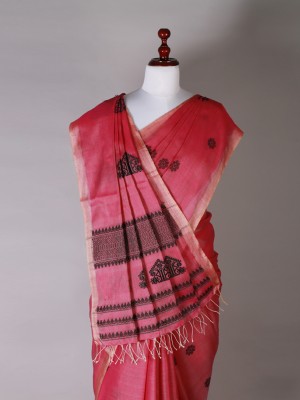 Red and Black Silk Saree
