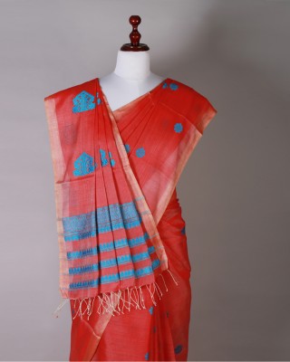 Red and Blue Silk Saree