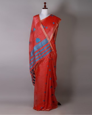 Red and Blue Silk Saree