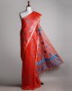 Red and Blue Silk Saree