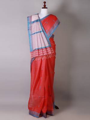 Red and Blue Silk Saree