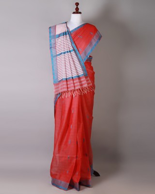 Red and Blue Silk Saree