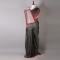 Dark Grey and Red Silk Saree