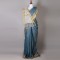 Stone Blue and Golden Silk Saree