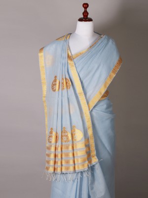 Sky Blue and Golden Silk Saree Sky Blue and Golden Silk Saree