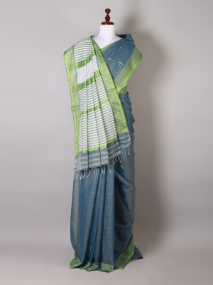 Blue and Green Silk Saree