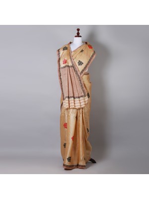 Beige Silk Saree
