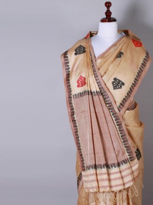 Beige Silk Saree