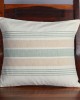 Handwoven Off White and Green Cotton Cushion Cover | 12x12 Inch