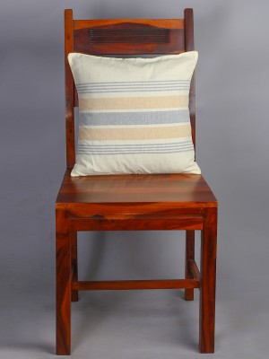 Handwoven Off White and Blue Cotton Cushion Cover | 16x16 Inch