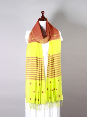 Handwoven Neon and Red Dupatta