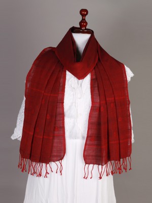 Handwoven Cotton Red Stole Handwoven Cotton Red Stole