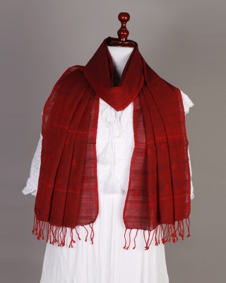 Handwoven Cotton Red Stole