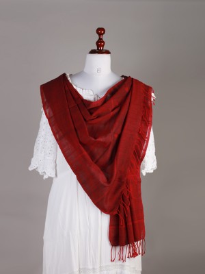 Handwoven Cotton Red Stole